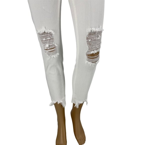 Just black Cora crop raw chewed hem jeans 25 white distressed - Picture 3 of 12